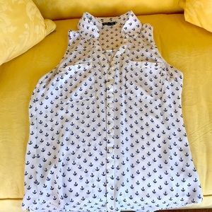 Sleeveless Nautical Anchor Blouse